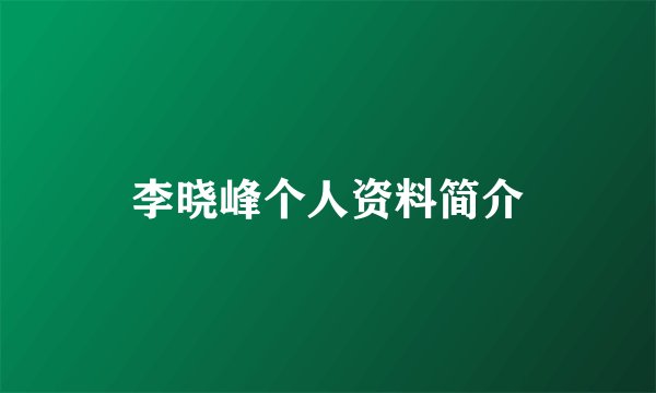 李晓峰个人资料简介
