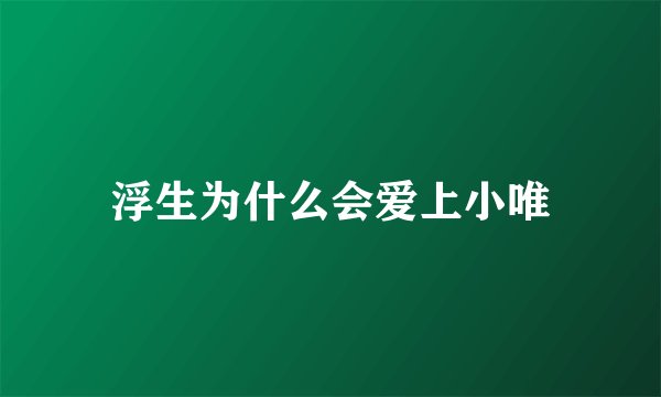 浮生为什么会爱上小唯