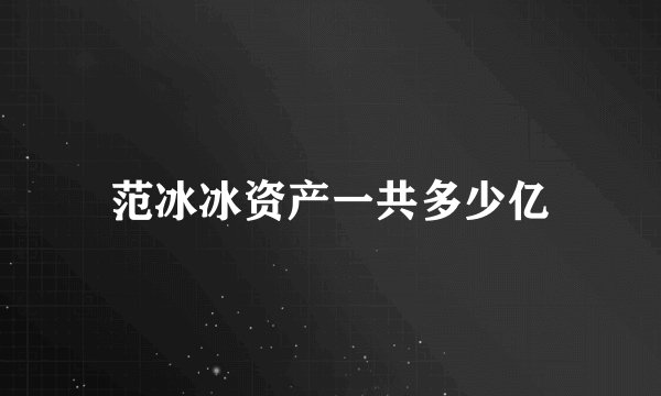 范冰冰资产一共多少亿