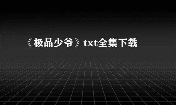 《极品少爷》txt全集下载