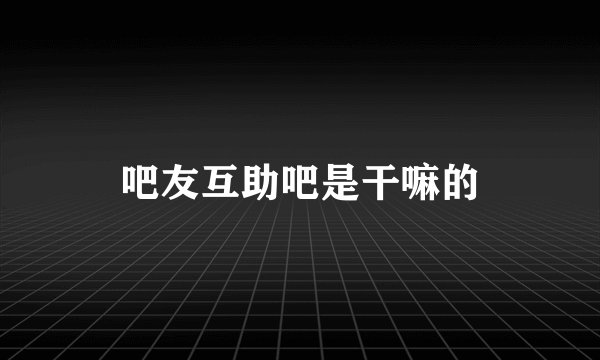 吧友互助吧是干嘛的