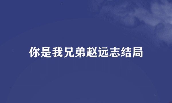 你是我兄弟赵远志结局