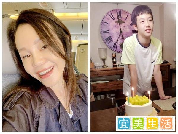 彭佳慧14岁儿子近照曝光，身高超过妈妈，五官帅气和爸爸超像
