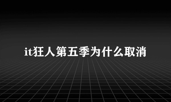 it狂人第五季为什么取消