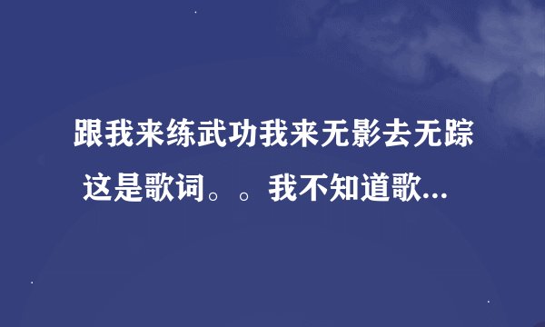 跟我来练武功我来无影去无踪 这是歌词。。我不知道歌名! 希望知道的朋友告诉下。
