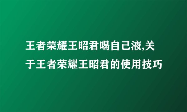 王者荣耀王昭君喝自己液,关于王者荣耀王昭君的使用技巧