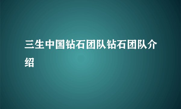 三生中国钻石团队钻石团队介绍