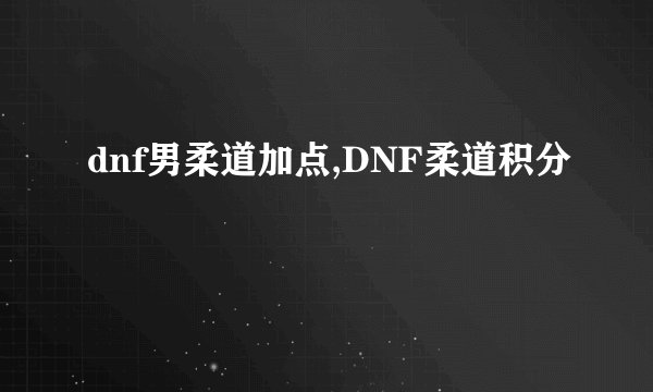 dnf男柔道加点,DNF柔道积分