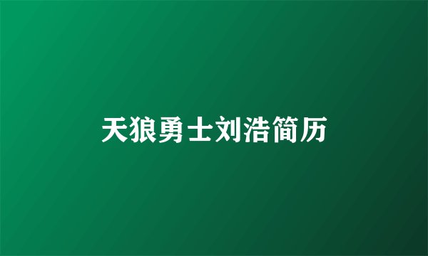 天狼勇士刘浩简历