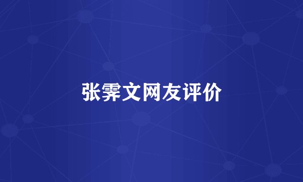 张霁文网友评价