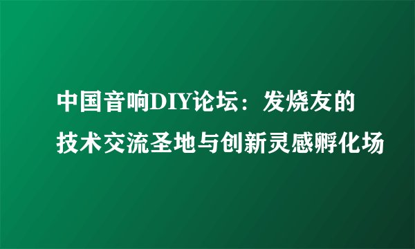 中国音响DIY论坛：发烧友的技术交流圣地与创新灵感孵化场
