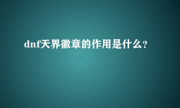 dnf天界徽章的作用是什么？