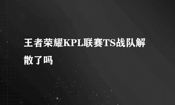 王者荣耀KPL联赛TS战队解散了吗