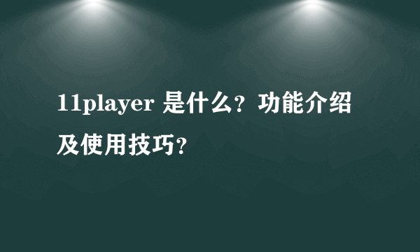 11player 是什么？功能介绍及使用技巧？