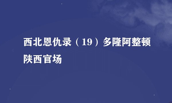 西北恩仇录（19）多隆阿整顿陕西官场
