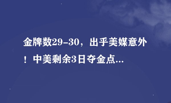 金牌数29-30，出乎美媒意外！中美剩余3日夺金点分析，第一名反转