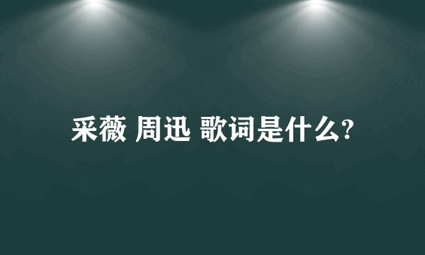 采薇 周迅 歌词是什么?