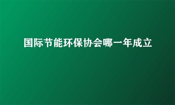 国际节能环保协会哪一年成立