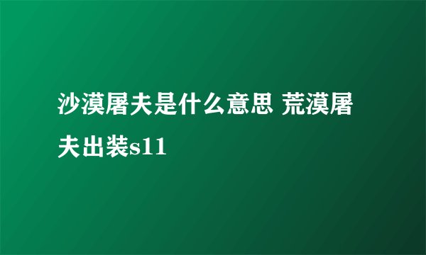 沙漠屠夫是什么意思 荒漠屠夫出装s11