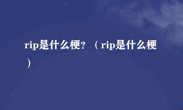 rip是什么梗？（rip是什么梗）