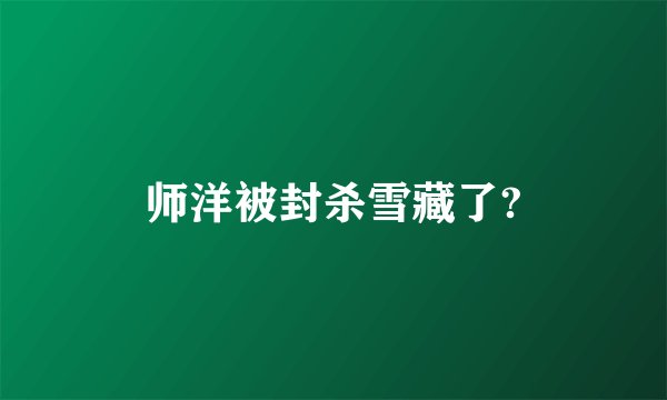 师洋被封杀雪藏了?