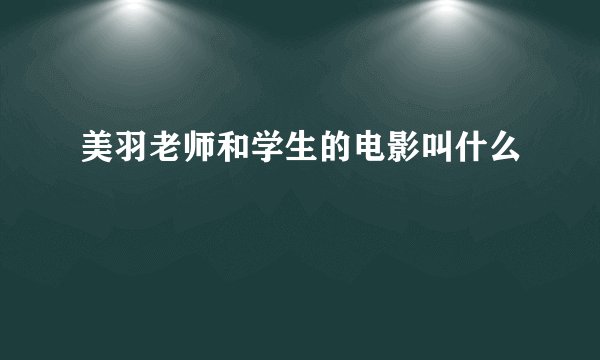 美羽老师和学生的电影叫什么