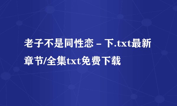 老子不是同性恋－下.txt最新章节/全集txt免费下载