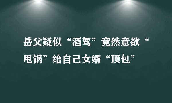 岳父疑似“酒驾”竟然意欲“甩锅”给自己女婿“顶包”