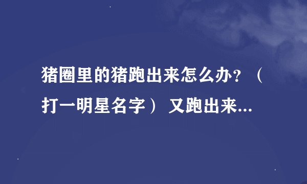 猪圈里的猪跑出来怎么办？（打一明星名字） 又跑出来了怎么办？（打一明星的名字）