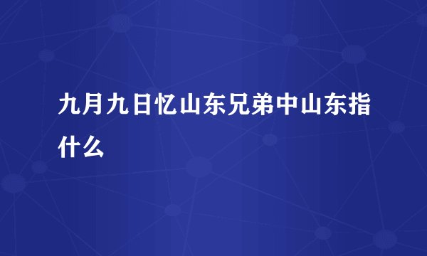九月九日忆山东兄弟中山东指什么