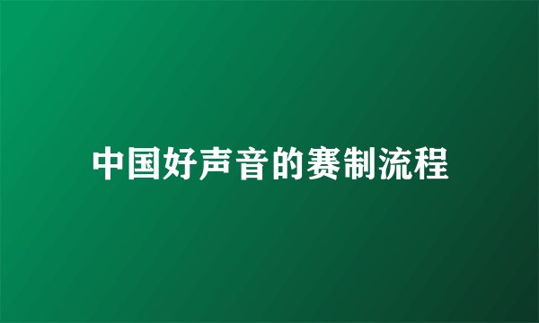 中国好声音的赛制流程