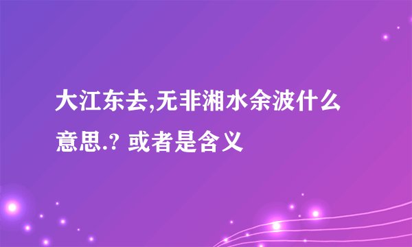 大江东去,无非湘水余波什么意思.? 或者是含义