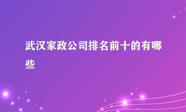 武汉家政公司排名前十的有哪些