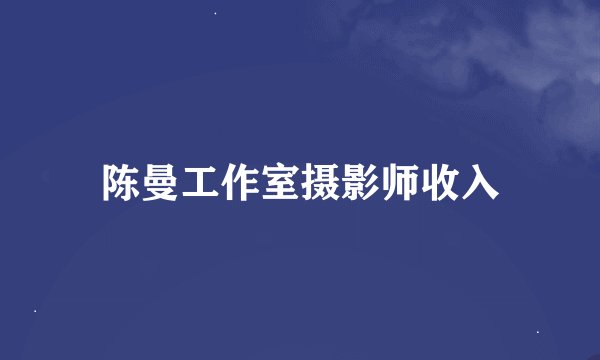 陈曼工作室摄影师收入