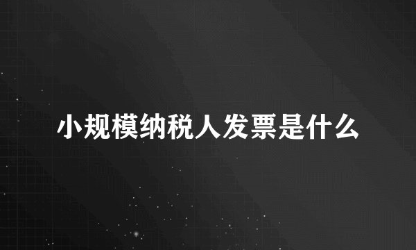 小规模纳税人发票是什么
