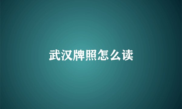 武汉牌照怎么读