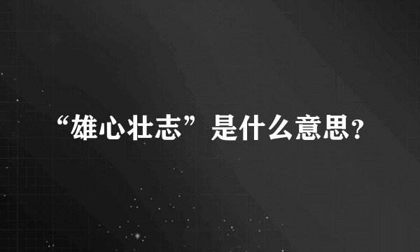 “雄心壮志”是什么意思？