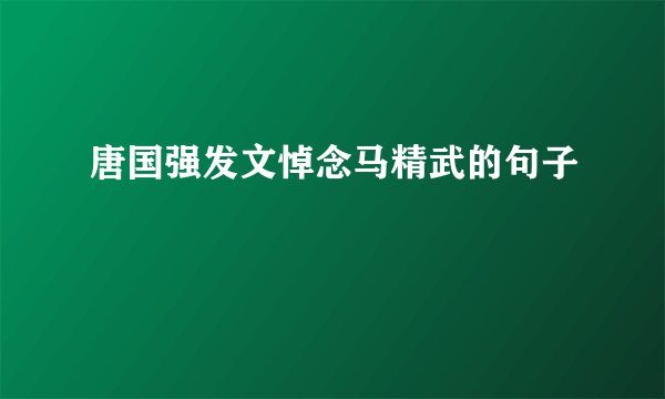 唐国强发文悼念马精武的句子