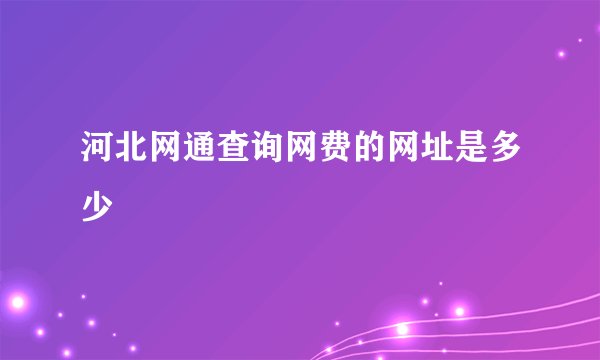 河北网通查询网费的网址是多少