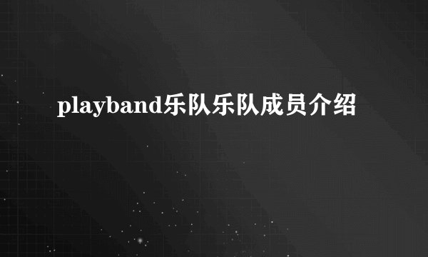 playband乐队乐队成员介绍