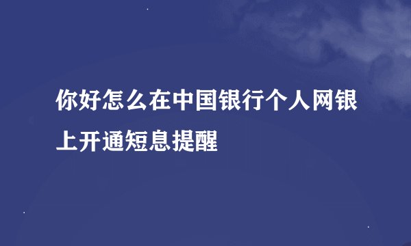 你好怎么在中国银行个人网银上开通短息提醒