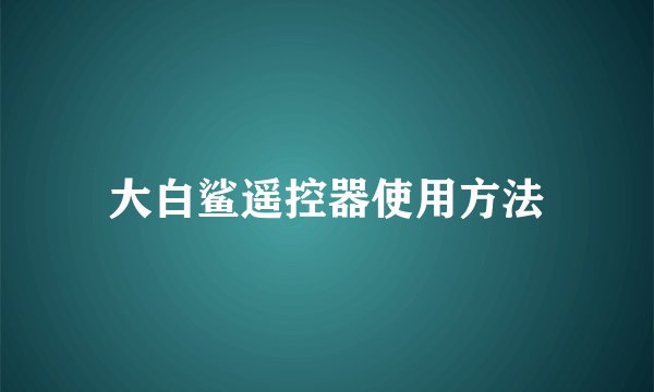 大白鲨遥控器使用方法