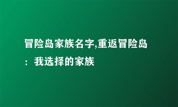 冒险岛家族名字,重返冒险岛：我选择的家族