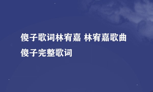傻子歌词林宥嘉 林宥嘉歌曲傻子完整歌词
