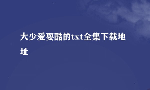 大少爱耍酷的txt全集下载地址
