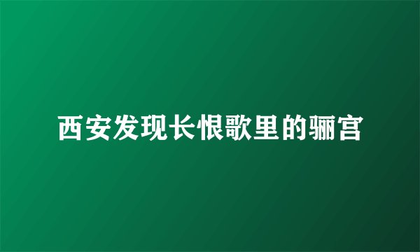 西安发现长恨歌里的骊宫