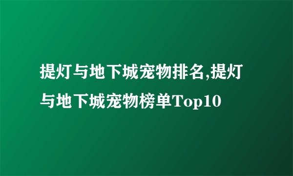 提灯与地下城宠物排名,提灯与地下城宠物榜单Top10