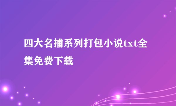 四大名捕系列打包小说txt全集免费下载