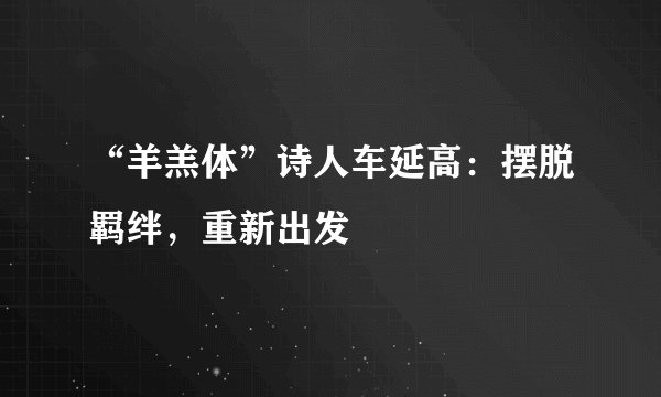 “羊羔体”诗人车延高：摆脱羁绊，重新出发