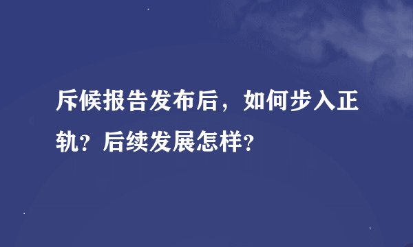 斥候报告发布后，如何步入正轨？后续发展怎样？